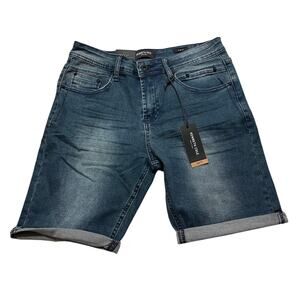Kenneth Cole Men's Butler Slim Fit Denim Blue Jean Shorts Size 30 New
